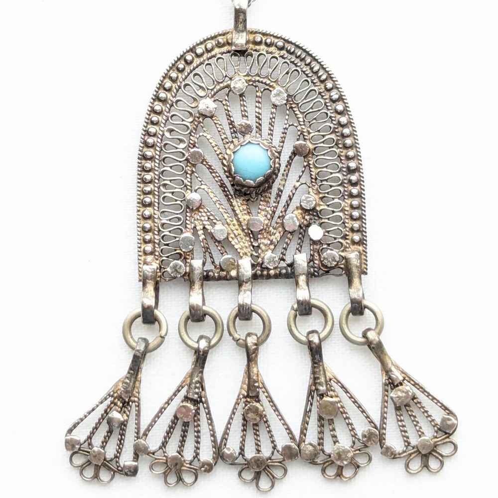 Vintage JTC Sterling Silver Larimar Pendant Necklace